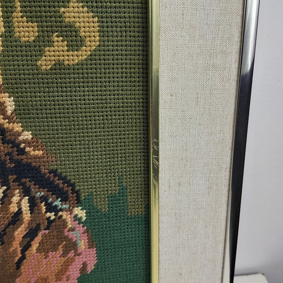 Vintage needlepoint framed wall art 14x18 inches - Picture 4 of 15